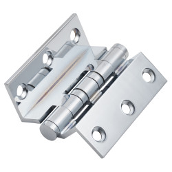 Cranked Ball Bearing Storm Proof Casement Window/Door Hinge - 75 x 3mm - Polished Chrome - Pair