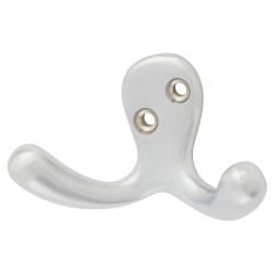 Alexander & Wilks Victorian Double Coat Hook - 30 x 24mm - Satin Chrome