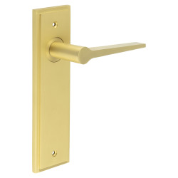 Burlington by Frelan Satin Brass Fire Rated Latch Door Handles - Knightsbridge - 200 x 55mm