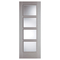 LPD Vancouver 4 Light Clear Glazed Pre-Finished Solid Internal Door - 2040 x 726 x 40mm - Grey