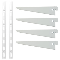 Altro Twin Slot Shelving Kit - 2 x 2000mm Shelf Wall Uprights & 4 x 170mm Shelf Brackets - White