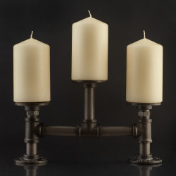 Altro 1/2" Pipe Triple Candle Holder - Grey