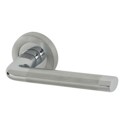 Hampstead Polished/Satin Chrome Door Handles on Round Rose - Belmonte Range