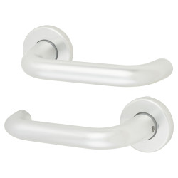 Touchpoint Satin Aluminium 20mm Return to Door Handles on Round Rose