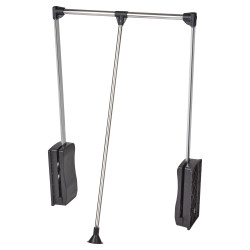 Double Pull Down Wardrobe Rail Lift - 830-1150mm - Max Weight 12kg - Black/Chrome