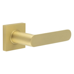 Burlington by Frelan Satin Brass Fire Rated Door Handles on Square Rose - Kensington Range