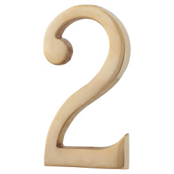 Heritage Brass 76mm Concealed Screw Fix Door Numeral - 2 - Unlacquered Brass