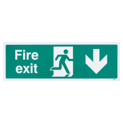 Altro Fire Exit Running Man Down Arrow Sign - 450 x 150mm - Rigid Plastic