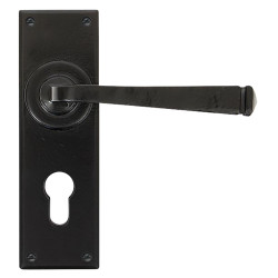From The Anvil Black Euro Lock Door Handles - Avon Range - 152 x 48mm