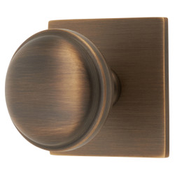 Alexander & Wilks Quantock Cabinet Knob on Square Backplate - 38mm Diameter - Antique Brass