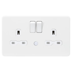 Knightsbridge 13A 2G DP Switched Socket with Photocell Nightlight Function - Matt White/White