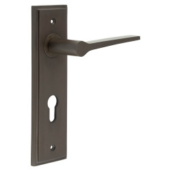 Burlington by Frelan Dark Bronze Fire Rated DIN Euro Lock Door Handles - Knightsbridge - 200 x 55mm