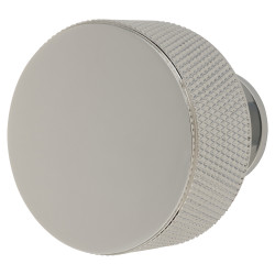 Carlisle Brass Knurled Radio Round Cabinet Knob - 35mm Diameter - Polished Chrome