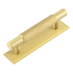 Hoxton by Frelan Taplow 18mm T-Bar Cabinet Pull Handle on Stepped Backplate - 96mm c/c - Satin Brass