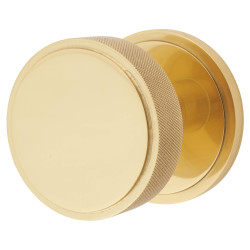 Hampstead Knurled Centre Door Knob - 80mm Rose Diameter - Polished Brass