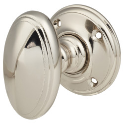 Hampstead Polished Nickel Georgian Oval Mortice/Rim Door Knob - 60mm Rose Diameter