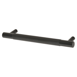 Alexander & Wilks Brunel 12mm Knurled T-Bar Cabinet Pull Handle - 128mm Centres - Matt Black