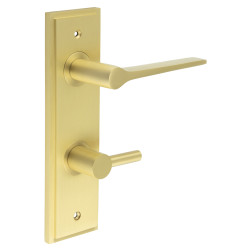 Burlington by Frelan Satin Brass Fire Rated DIN Bathroom Door Handles - Knightsbridge - Inner 3 - 200 x 55mm