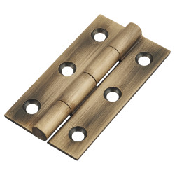 Solid Drawn Butt Cabinet Hinge - 50 x 28 x 1.45mm - Antique Brass - Pair