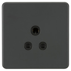 Knightsbridge 5A Screwless Flat Plate Unswitched Round Pin Socket - Anthracite with Black Insert