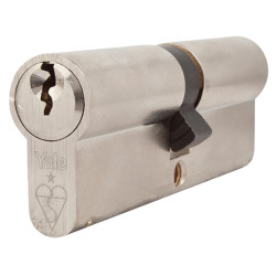 Yale 1 Star 6 Pin Kitemarked 90mm Euro Double Cylinder - 45 + 45mm - Pol Nickel - Keyed to Differ