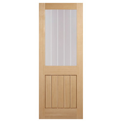 LPD Mexicano Half Light Clear with Frosted Lines Unfinished Solid Internal Door - 1981 x 762mm - Oak