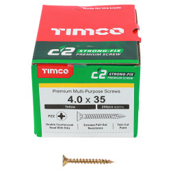 TIMCO C2 Strong-Fix Pozi Double Countersunk Wood Screws - 4.0 x 35mm - Yellow Zinc - Pack of 200