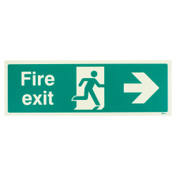 Altro Photoluminescent Fire Exit Running Man Arrow Right Sign - 450 x 150mm - Rigid Plastic
