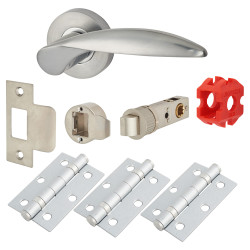 Jigtech Satin Chrome Latch Door Handles on Rose Pack - Passage - Cresta Range