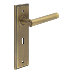 Burlington by Frelan Antique Brass Fire Rated Keyhole Lock Door Handles - Richmond - 200 x 55mm