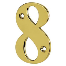 79mm Screw Fix Door Numeral - 8 - Polished Brass Effect
