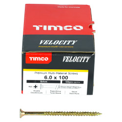 TIMCO Velocity Pozi Countersunk Wood Screws - 6.0 x 100mm - Yellow Zinc - Pack of 100