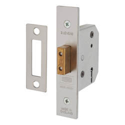 UNION 2177 3 Lever Deadlock - Key Alike Number M136MM - 77mm Case - 57mm Backset - Satin Chrome