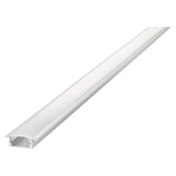 Integral LED Recessed Profile with Frosted Diffuser for LED Strip Light - 1000mm - Aluminium