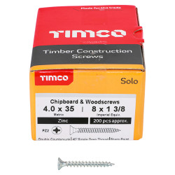 TIMCO Solo Chippy Pozi Countersunk Wood Screws - 4.0 x 35mm - Zinc Plated - Pack of 200