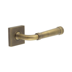 Burlington by Frelan Antique Brass Fire Rated Door Handles on Square Rose - Highgate Range Rose