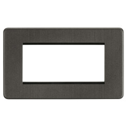 Knightsbridge 2 Gang 4 Module Euro Screwless Faceplate - Smoked Bronze