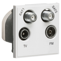 Knightsbridge 1 Gang TV + 2 x F type Satellite + FM/DAB Quadplexer Euro Module - White