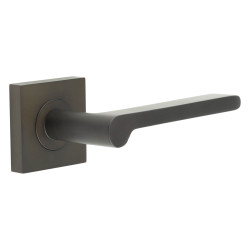 Burlington by Frelan Dark Bronze Fire Rated Door Handles on Square Rose - Fitzrovia Range
