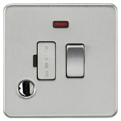 Knightsbridge 13A 1 Gang Screwless Switched Fused Spur with Neon & Flex Outlet - Brushed Chrome