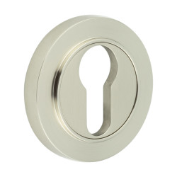 Burlington BUR61 by Frelan Escutcheon on Plain Rose - 53mm Diameter - Euro - Satin Nickel