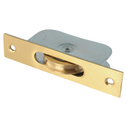 Altro Square Ball Bearing Sash Window Pulley - 44mm Curved Metal Wheel - Satin Brass
