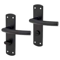 Altro Matt Black Arched Bathroom Door Handles - 172 x 44mm - RH