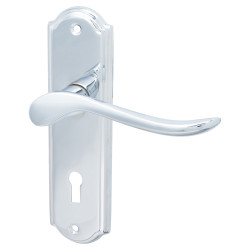 Hampstead Polished Chrome Scroll Keyhole Lock Door Handles - Turin Range - 170 x 46mm