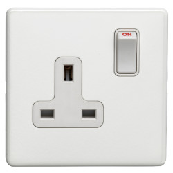 Eurolite Concealed 13A 1 Gang Screwless Flat Plate DP Switched Socket - Matt White