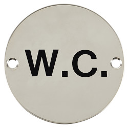Altro WC Toilet Door Sign - 75mm Diameter - Polished Stainless Steel