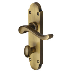 Heritage Brass by M Marcus Antique Brass Scroll Bathroom Door Handles - Savoy Range - 171 x 42mm
