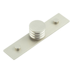 Hoxton by Frelan Sturt Grooved Round Cabinet Knob on Plain Backplate - 30mm Diameter - Satin Nickel