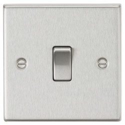 Knightsbridge 20A 1 Gang Square Edge Double Pole Appliance Switch - Brushed Chrome