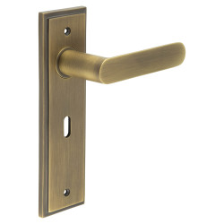 Burlington by Frelan Antique Brass Fire Rated Lock Door Handles - Kensington - 200 x 55mm
